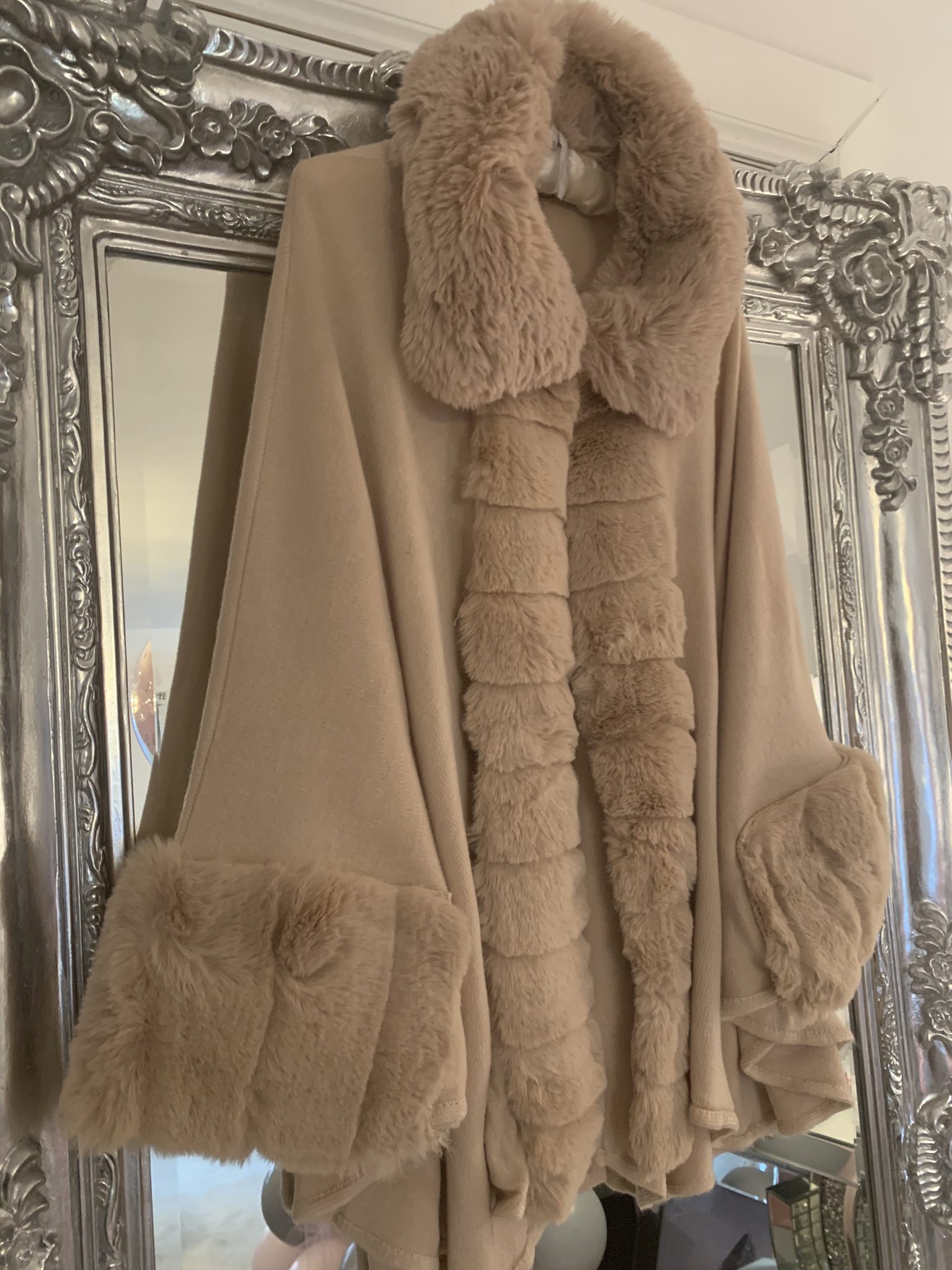 Faux Fur Luxurious Statement Cape In Soft Pink Ciaras Boutique 8575